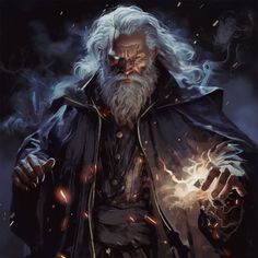 an old man with long white hair and beard holding his hands out