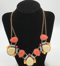 Vintage multicolored statement acrylic necklace. Chic Multicolor Necklaces For Party, Trendy Multicolor Fashion Jewelry, Multicolor Costume Jewelry Necklace, Multicolor Costume Necklaces For Fashion, Multicolor Costume Jewelry Bib Necklace For Party, Trendy Multicolor Necklaces For Party, Trendy Multicolor Necklace For Party, Colorful Costume Jewelry Necklaces, Acrylic Necklace