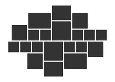 a black and white image of squares in the shape of a cross on a white background