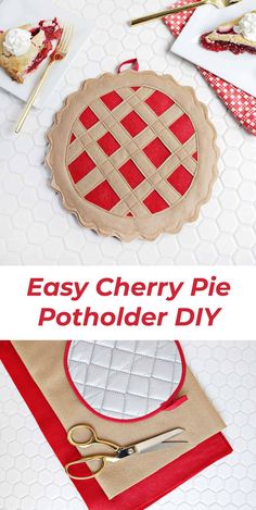 an easy cherry pie potholder diy is perfect for the holiday season and it's ready to be made in minutes