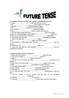 Future Tense Spanish, Future Tense Verbs, English Grammar Exercises, Future Tense, Grammar Exercises, English Worksheet