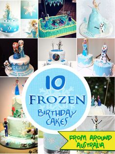 a collage of frozen birthday cakes from around the world