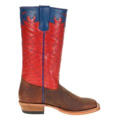 Red Leather Top Toast Bison Vamp Blue Collar Spider Web Design Stitching Square Toe Leather Construction Riding Heel Leather Lined Pull Tabs Double Stitch Welt Leather Outsole OK42 Let your little cowboy feel like a super hero in these Olathe Red & Blue Spider Web Cowboy Boots! These buckaroo-style cowboy boots feature a Toast Bison vamp, red stovepipe top with blue spider web stitching, and blue web-inspired design collar. These boots also showcase a square toe, riding heel, double stitch welt, Buckaroo Style, Red Spider Web, Red Leather Top, Spider Web Design, Red Spider, Little Cowboy, Boot Companies, Double Stitch, Super Hero