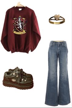 Hogwarts Inspired Outfits Gryffindor, Gryffindor Outfit Uniform, Grifindor Outfit, Griffindor Outfits Uniform