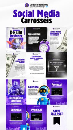 a bunch of different types of webpages on a white background with blue and purple colors