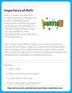 the math worksheet is shown with instructions for students to learn how to use it