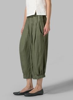 Linen Crumple Effect Harem Pants Chic Linen Harem Pants With Pockets, Loosely Fitted Linen Harem Pants, Chic Linen Relaxed Fit Harem Pants, Chic Relaxed Fit Linen Harem Pants, Chic Baggy Linen Bottoms, Linen Wardrobe, Trouser Pants Pattern, Miss Me Outfits, Vivid Linen