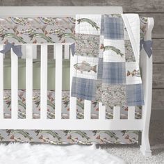 Gone Fishing Crib Skirt Crib Skirt Modified Tot Fishing Theme Nursery, Fishing Themed Nursery, Baby Blue Bedding, Fishing Nursery Theme, Rainbow Crib Bedding, Unique Cribs, Boho Baby Nursery, Fishing Nursery, Floral Crib Bedding