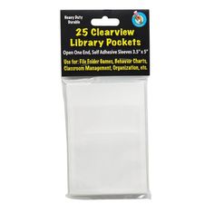 the clearview library pockets are packed with white paper and plastic backings for organization