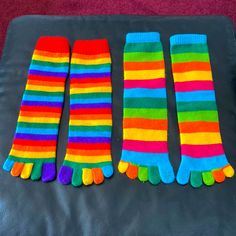 Y2k / 90s Vintage Bright Rainbow Toe Socks Never Worn, Soft Material Bright Rainbow, Toe Socks, Kid Core, Y2k 90s, 90s Vintage, Soft Material, Pink And Green, Pink Ladies, Socks