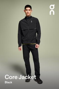 Cover up or pack it up – this versatile running jacket is your go-to basic for an everyday, all-weather wardrobe | On Men's Core Jacket in Black, Size: Medium. Cold weather running, breathable, packable Road Running. Performance Running | Recycled Polyamide Cold Weather Running, Running In Cold Weather, Versatile Jacket, Light Knit, Running Jacket, Road Running, Sports Jacket, Knitting Materials, Warm Weather