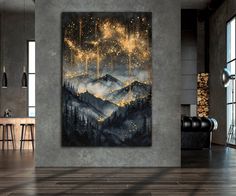 a painting hanging on the wall in a living room