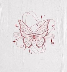 a drawing of a butterfly with stars around it