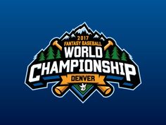 the logo for the 2017 fantasy baseball world championship denver, n d on a blue background