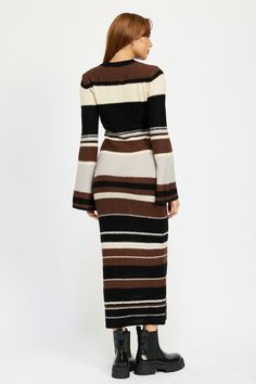 Elevate your wardrobe with our stunning Bodycon Maxi Dress, a perfect fusion of elegance and contemporary style. This figure-hugging dress features a mesmerizing striped pattern that elongates your silhouette and accentuates your curves in the most flattering way. Crafted from a luxuriously soft 100% acrylic knit fabric, it offers both comfort and stretch, ensuring you look and feel fabulous from day to night. Key Features: Bodycon fit that sculpts and enhances your natural shape Full-length max Maxi Bodycon Dress, Bodycon Sweater, Bodycon Sweater Dress, Bodycon Maxi Dress, Bodycon Maxi Dresses, Striped Maxi, Maxi Knit Dress, Striped Maxi Dresses, Floral Dress Black