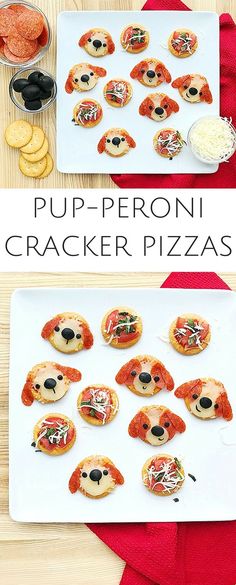 the pizzas have been made to look like pup - peronii crackers