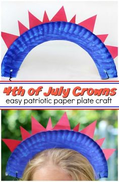 a paper plate wreath with the words fourth of july crowns on it and an image of a child's face