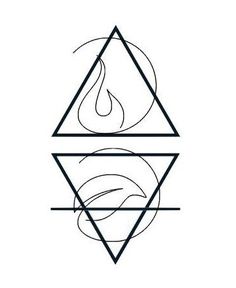 an image of a triangle with flames in it