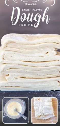 homemade danish pastry dough recipe with instructions for making it in the oven and then topped with cream cheese