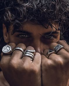 Male Portrait Poses, Aesthetic Rings, Metal Jewellery, Jewelry Photography Styling, Jewelry Editorial, Mixed Metal Jewelry