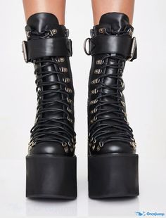 OrcaJump - Womens Gothic Ankle Boots Platform Wedge Heels, Boots Style, Pu Heels, Style Punk, Boots Fall, Platform Wedge, Heel Type, Season Winter, Platform Wedges