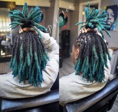 2 Color Dyed Locs, Coloring Locs, Dyed Dreadlocks, Green Locs, Loc Products, Color Locs, Pretty Dreads