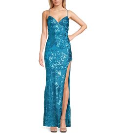 Shop for B. Darlin Pattern Sequin Front Slit Strappy Back Long Dress at Dillard's. Visit Dillard's to find clothing, accessories, shoes, cosmetics & more. The Style of Your Life. Unquie Prom Dress, Blue Sequin Prom Dress, Turquoise Prom Dresses, Prom Inspo, Self Tan, Sequin Prom Dress, Turquoise Dress, Senior Prom, Dillard's