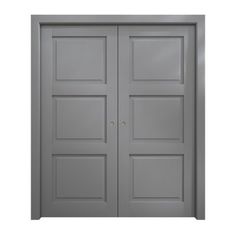 an open gray door on a white background