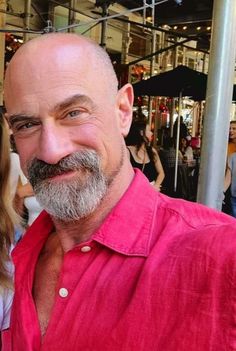 Bald Celebrities Men, Bald Biker Men, Grey Bearded Men, Chris Evans Moustache, Bald With Moustache, Older Men Haircuts, Chris Meloni, Bald With Beard, Handsome Older Men