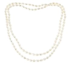 KALIFANO 8-10mm Oval Cultured Freshwater Pearl 54" Necklace Seeking a stunning staple to give yourself or a loved one? You've found it. A versatile classic, this necklace showcases an endless line of lustrous pearls that's especially perfect for wearing in dramatic layers.       Approx. 54"L x 3/8"W     Endless; no clasp     No metal components     Hand-sorted and hand-strung cultured freshwater pearls   Stone Information       All sizes and weights approximate     White Cultured Freshwater Pear Classic Oval Single Strand Necklace, Classic White Long Necklace As A Gift, Classic White Long Necklace As Gift, Classic Formal Necklace With Oval Beads, Classic Oval Bead Necklace For Formal Occasions, Classic Oval Beads Necklace For Gift, Classic Oval Beads Necklaces For Gifts, Classic Long Necklace For Formal Occasions, Dramatic Layers