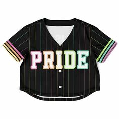 Pride Cropped Jersey | Love is Love Cropped Jersey Show up in style with this cropped baseball jersey. This top is a must-have for any modern fashionista. The chic design is casual yet trendy, making it a perfect addition to your wardrobe essentials. Designed with versatility in mind, the jersey’s lightweight moisture-wicking fabric will keep you cool during game days and hot summer nights out with friends. Plus, it has a button front closure that makes it very easy to wear. • 100% polyester • S Cropped Baseball Jersey, Cropped Jersey, Hot Summer Nights, Black Pride, Love Is Love, Baseball Jersey, Keep Your Cool, Show Up, The Chic