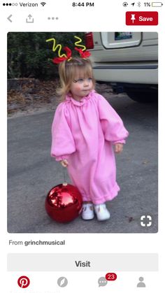 Cindy Lou Who Toddler Costume, Cindy Lou Birthday Party, Cindy Lou Who Hair Toddler, Cindy Lou Hoo, Cindy Lou Who Hair, Cindy Lou Who Costume, Who Costume, Whoville Hair