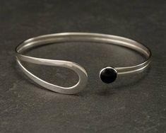 Modern Sterling Silver Bracelet Sterling Silver Latch Modern Silver Jewelry, Black Onyx Jewelry, Black Onyx Bracelet, Modern Bracelets, Onyx Jewelry, Onyx Bracelet