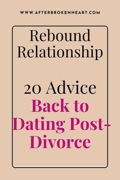 Thinking about dating again after a divorce? Rebound relationships can feel like a whirlwind, but with the right advice, they can also be a powerful step toward healing and rediscovery. Here’s your guide with 20 helpful tips to navigate the ups and downs of post-divorce dating. From understanding your emotional readiness to avoiding common pitfalls, this advice is tailored to help you feel confident and intentional in finding connection again. Start your journey to love and self-growth today! After A Divorce, Dating Again, Helpful Tips, Feel Confident