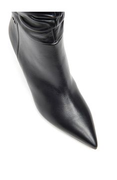 A slouchy shaft adds contemporary appeal to a rich leather boot balanced by a pointy toe and tapered heel. 2 3/4" heel Pull-on style Leather upper and lining/synthetic sole Made in Italy Oxford Heels, Walker Shoes, Pointed Toe Boots, Sneaker Slippers, Sneaker Jewelry, Platform Slippers, Leather Boot, Fashion Help, Black Fits