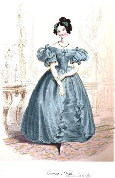 1830s Evening Gown, 1830s Evening Dress, Romantic Era Dress, 1830s Fashion Plate, 1835 Fashion, 1836 Fashion, 1830 Dress, 1840 Fashion, Victorian Evening Dress