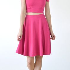 Women's high-waisted, knee length, swishy skater skirt from Stylecamp.   Stylecamp's high waisted skater skirt is a timeless wardrobe classic.  Nipping you in at the waist with a comfortable elastic waistband, the skirt falls to a playful flare at the knee for a satisfying swish as you walk.  Created in a variety of head-turning colours, this elegant skirt is simple to style all year-round.   MADE FROM   Luxurious ponte roma/ponte di roma double knit jersey fabric. A quality fabric made with ela Casual Bride, Strappy Crop Top, Wardrobe Classic, Skirts Midi High Waisted, Off Shoulder Crop Top, Vintage Inspired Outfits, Skirt Co Ord, Elegant Skirt, Fall Skirts