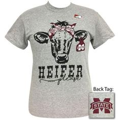 MSU Mississippi State Preppy Heifer Please Cow T-Shirt | SimplyCuteTees College Football Logos, Womens Graphic Tees Vintage, Heifer Please, Cow Shirts, Cowgirl Closet, Funny Animal Shirts, Hail State, Sec Football, Shirts Vinyl