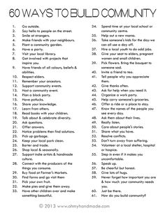 an iphone screenshot with the text, 60 ways to build community on it's screen