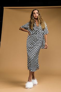 LALA ORIGINAL DESIGN: Take Risks Checkerboard Satin Matching Skirt Set – Dressed In LALA Dressed In Lala, Matching Skirt Set, Checker Print, Take Risks, Oversized Silhouette, Satin Material, Set Dress, Midi Length, Original Design