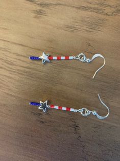 Stars and Stripes Earrings - Etsy Ear Ring Ideas, 4th Of July Jewelry, American Flag Fashion, 4 Earrings, Striped Earrings, Star Beads, July 4, Stars And Stripes, Bead Jewellery