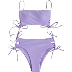 82% Polyester, 18% Elastane Imported Tie Closure Machine Wash Spaghetti Strap Tie Back Two Piece Bathing Suits Regular Fit, Casual Solid Two Piece Bathing Suits For Women Machine Wash Cold, Lay Flat To Dry Beachwear And Swimwear, Suit For Summer Cupshe Swimwear, Suit For Summer, Two Piece Bathing Suits, Suit Purple, Crop Swim Top, Reversible Swimwear, Cupshe Bikinis, Bathing Suits For Women, Cute Bathing Suits