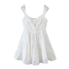 New Lace Trim Hollow Out Embroidery Strapless White Sexy Dresses Women Summer A-line Mini Party Dress 32" Cotton / Poly stretch Imported White Short Sleeve Dress, White Lace Mini Dress, White Eyelet Dress, Kawaii Dress, White Dresses For Women, Eyelet Dress, Lace Mini Dress, Mini Dress Party, Elegant Dress