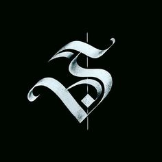 the letter s is made up of white letters on a black background with an artistic design