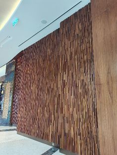 the wall is made out of wood strips