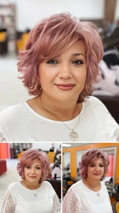 Blonde With Red Lowlights Hair Rose Gold, White Hair With Rose Gold Highlights, Rose Gold On Grey Hair, Rose Gold Highlights Short Hair, Hair Colour Ideas For Brunettes Short, Barrets Hairstyles Short Hair, Rose Gold Gray Hair, Rose Gold And Grey Hair, Rose Gold Hair Blonde Short