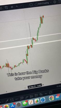 a computer screen with an image of a stock chart and the words, this is how the big banks take your money