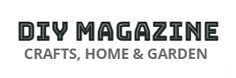 the logo for diy magazine crafts, home & garden on a white background with black lettering