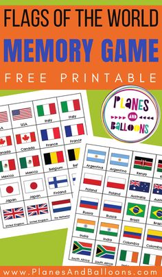 flags of the world memory game with free printables