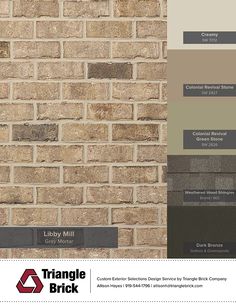 a brick wall that has different colors and finishes on it, including gray, brown, black